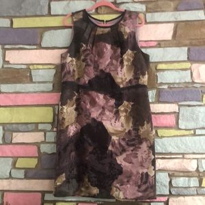 Loft mauve and brown floral sheath dress.